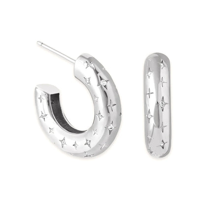 Metallic Star And Moon Earrings Female Special-interest Design Stud Earrings