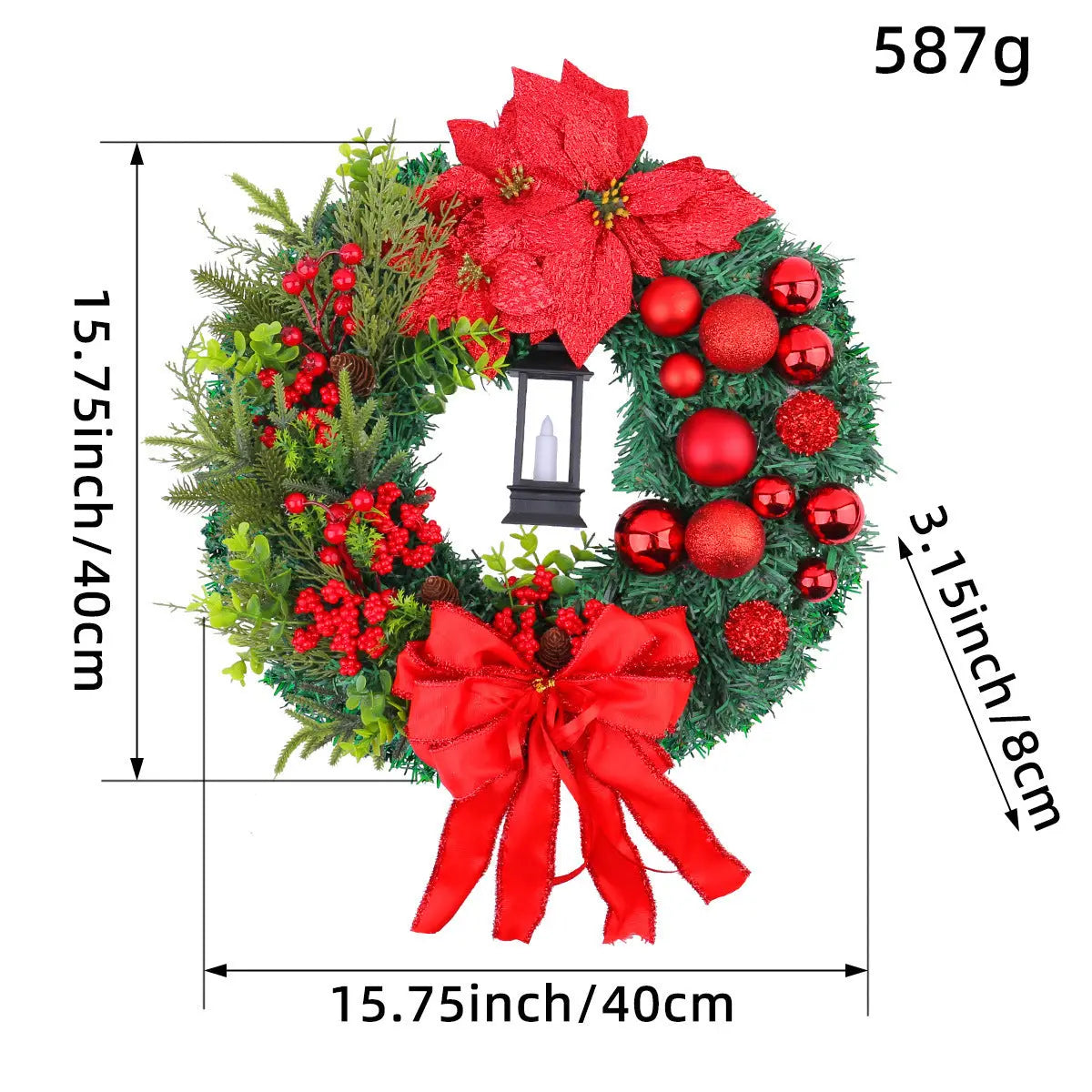 Christmas Light Wreath Door And Window Decoration Vine Ring - Ocean Vault