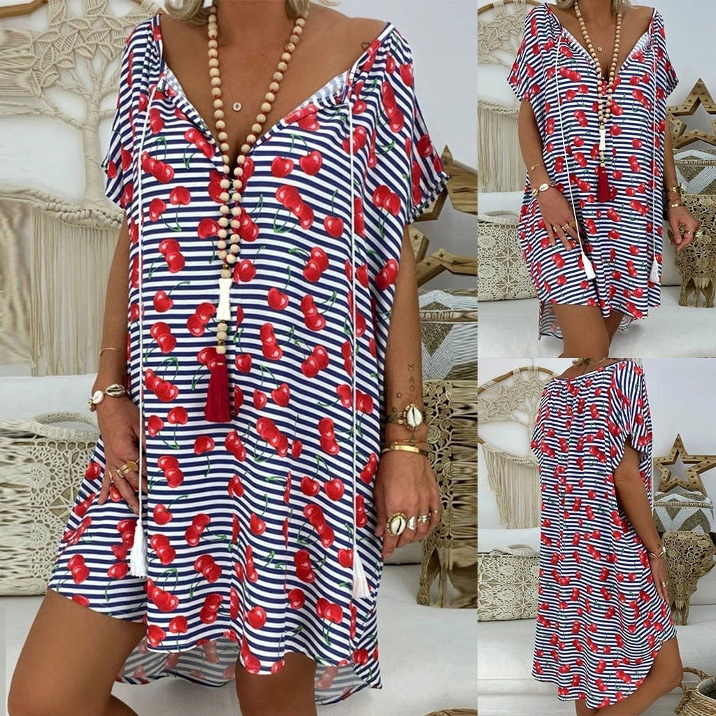 V-neck short sleeve loose rompers
