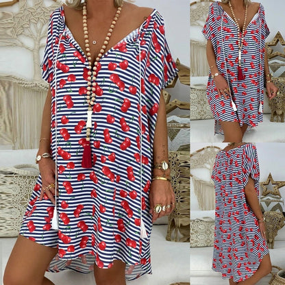 V-neck short sleeve loose rompers
