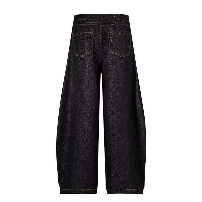 High Waist Dark Blue Wide Leg Jeans