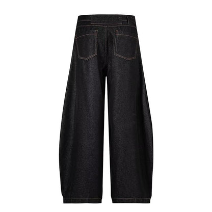 High Waist Dark Blue Wide Leg Jeans