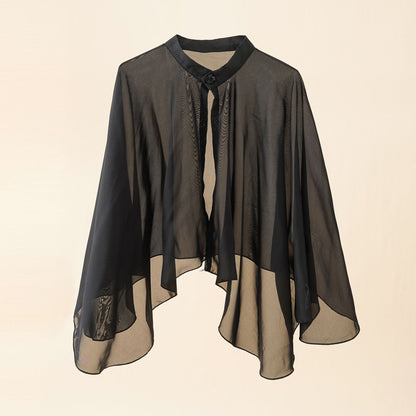 Solid Color Ventilation Shawl Button Chiffon Sunscreen Women's Fashion
