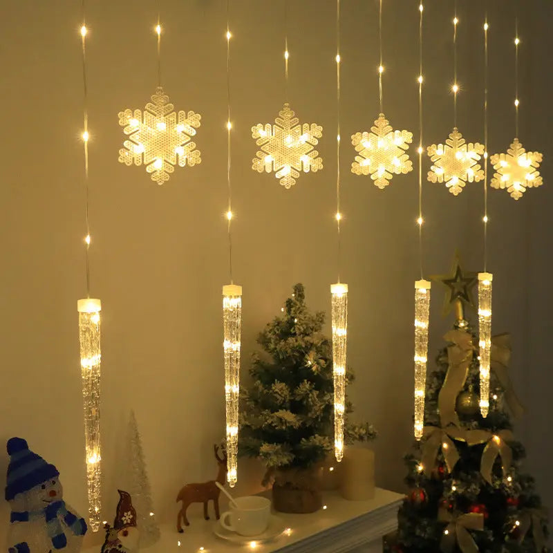 Christmas Decorative Lights Icicle Snowflake Shaped Light String - Ocean Vault