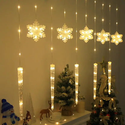 Christmas Decorative Lights Icicle Snowflake Shaped Light String - Ocean Vault
