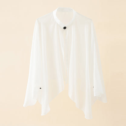Solid Color Ventilation Shawl Button Chiffon Sunscreen Women's Fashion