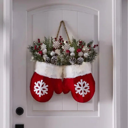 Christmas Garland Creative Glove Shaped Simulated Flower Wreath Window Door Gate Decoration Door Sign Xmas Party Decoration - Ocean Vault