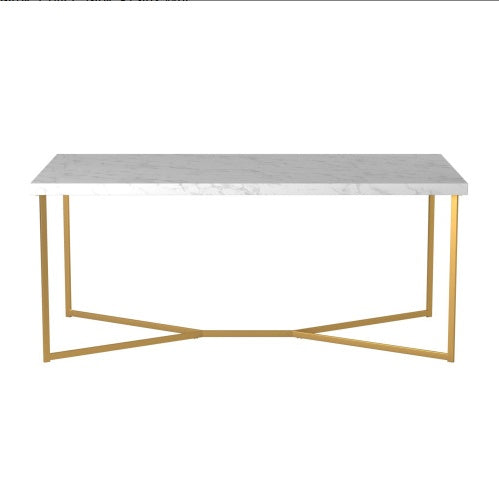 Modern Glam Metal And Faux Marble Coffee Table