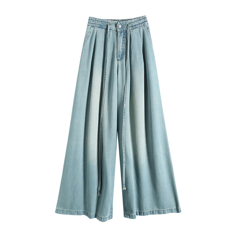 Thin Drawstring Casual Mopping Pants For Women High Waist Loose Slimming Wide Leg Pants