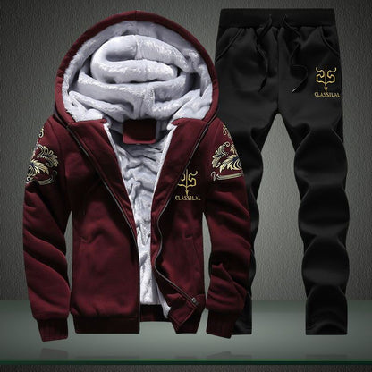 Winter warm sweater men's jacket trousers sportswear