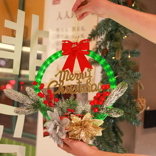 Christmas 30CM Luminous Garland Door Hanging Christmas Decorations - Ocean Vault