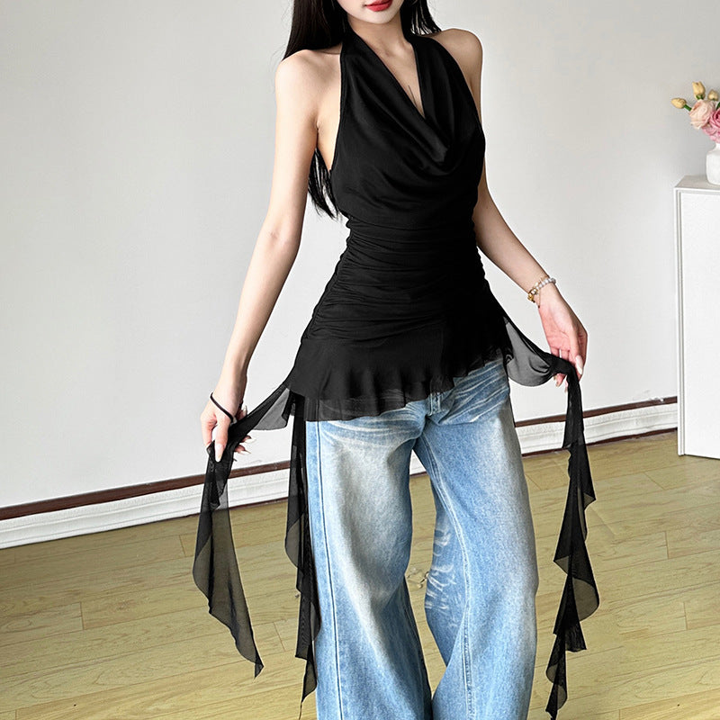 Women's Fashion Swing Collar Backless Halter Sleeveless Vest