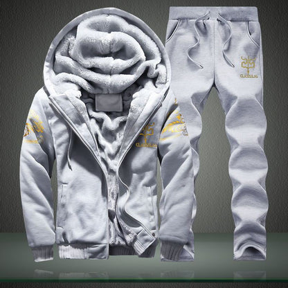 Winter warm sweater men's jacket trousers sportswear