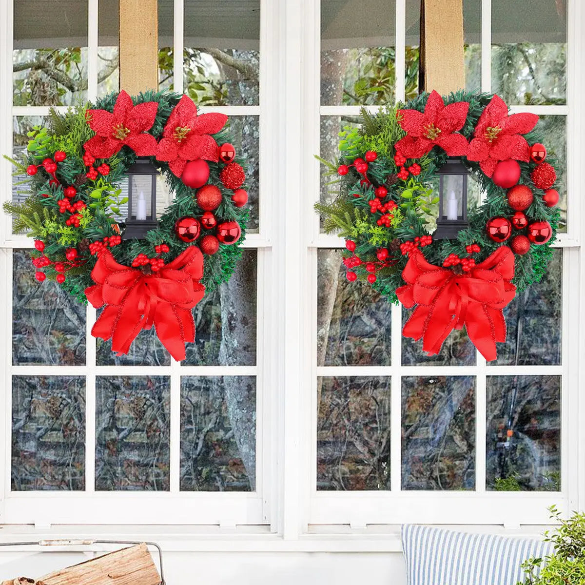 Christmas Light Wreath Door And Window Decoration Vine Ring - Ocean Vault