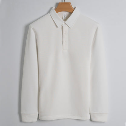 Fleece-lined Thickened Cotton Stretch Keep Warm Polo Shirt Men