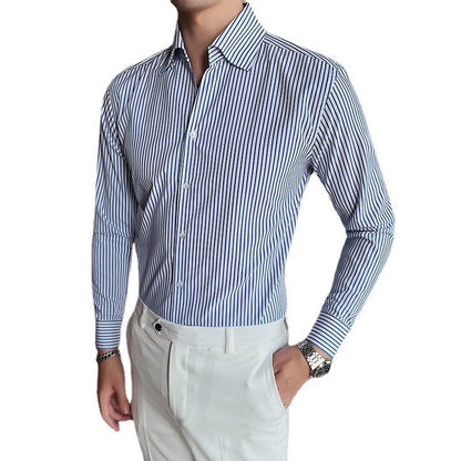 Men's Large V Non-ironing Striped Shirt