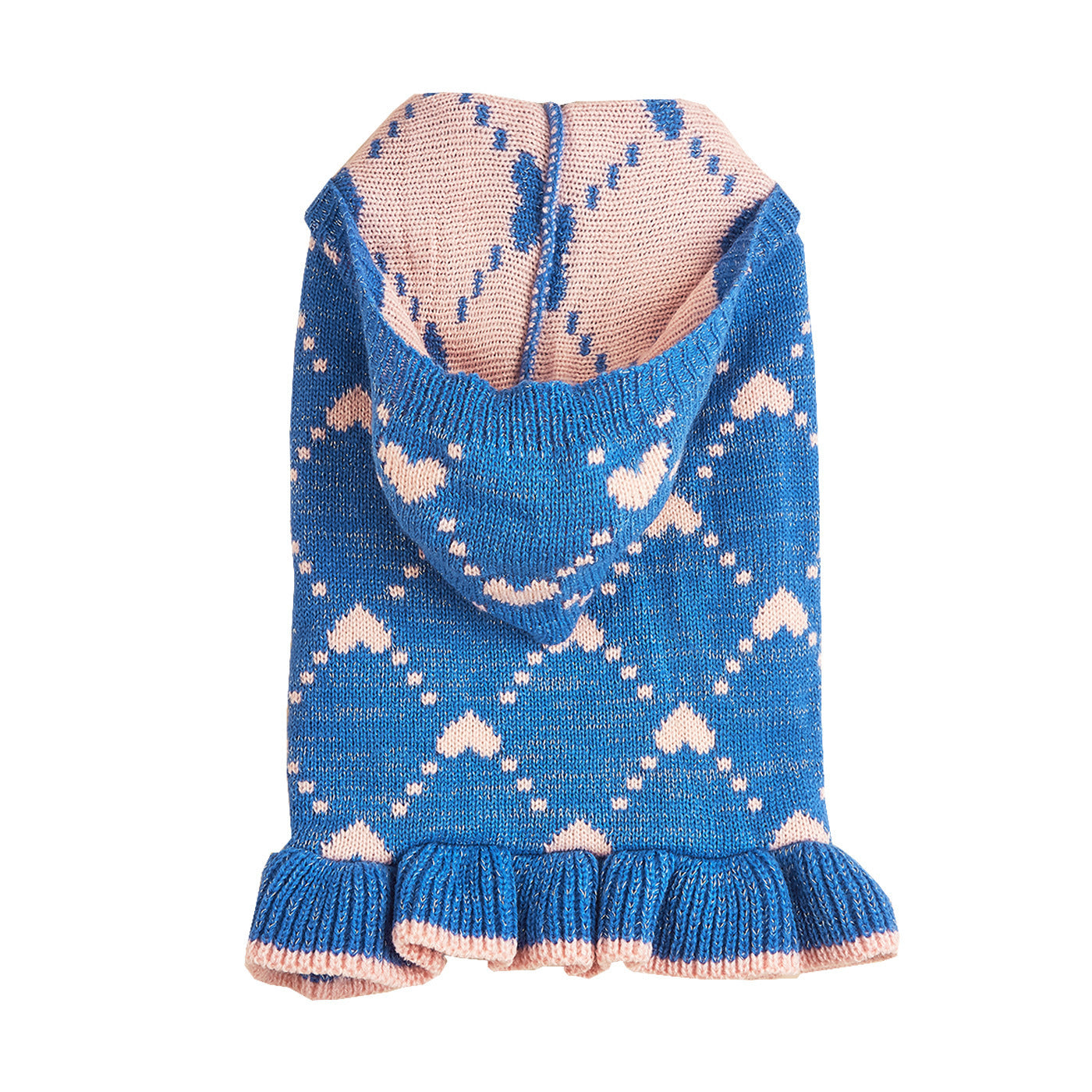 Small Dog Sweater Hoodies Dress Winter Knit Cute Clothing Heart Puppy Clothes For Dogs Cats Soft Warm Pet Outfits With Leash Hole