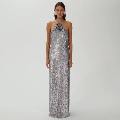 European And American Silver Paillette Dress High-grade Light Luxury - Ocean Vault