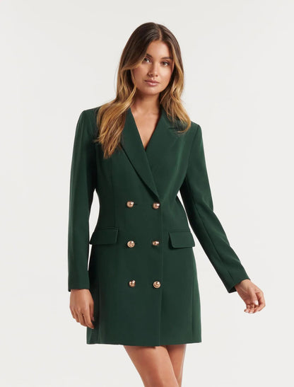 Solid Color Casual Double Breasted Mid-length Suit