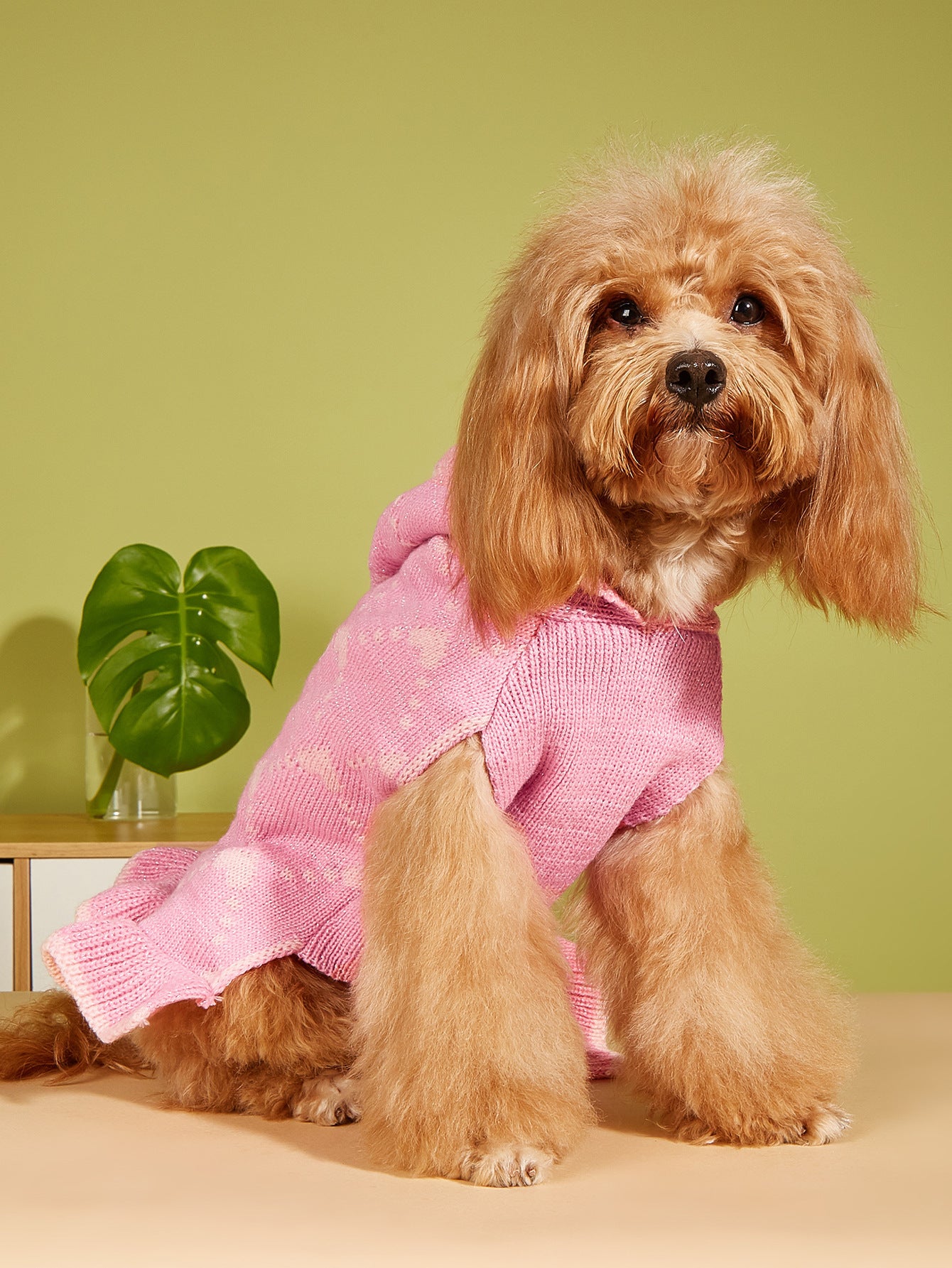 Small Dog Sweater Hoodies Dress Winter Knit Cute Clothing Heart Puppy Clothes For Dogs Cats Soft Warm Pet Outfits With Leash Hole