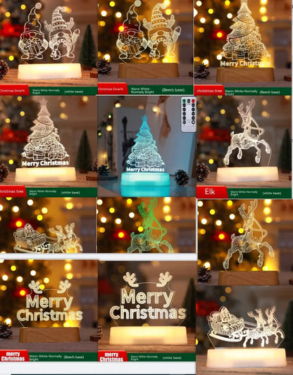 Christmas Decoration 3D Lamp Acrylic LED Night Lights New Year Valentines Day Christmas Kids Gift Christmas Ornaments - Ocean Vault