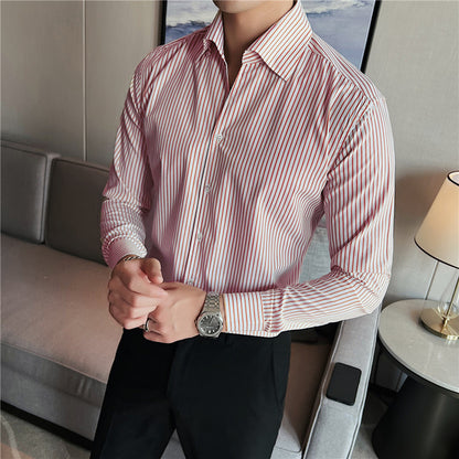 Men's Large V Non-ironing Striped Shirt