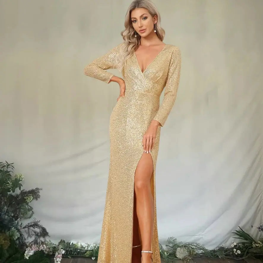 Fashionable Sequins Women's Slim Fit Dress - Ocean Vault