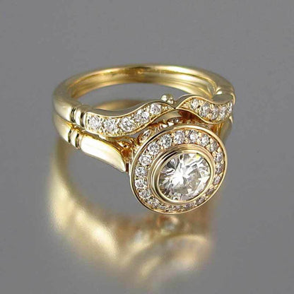 Gold Exquisite Micro-inlaid Ring Set