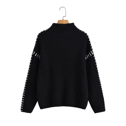 Women's Fashion All-match Casual Simple Style Stitching Sweater