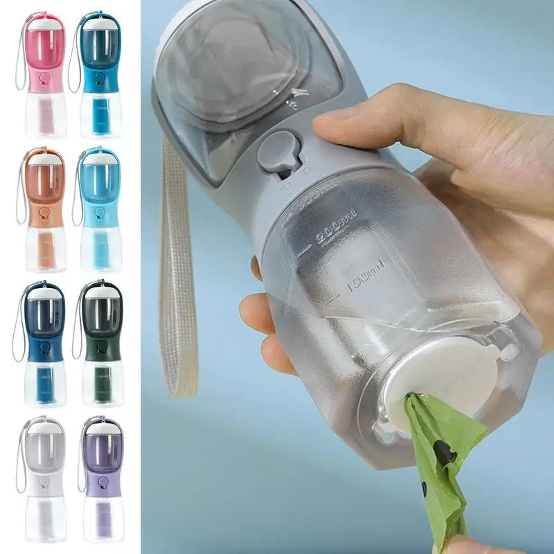 Dog Water Cup Drinking Food Garbage Bag Three-in-one Portable Bottle