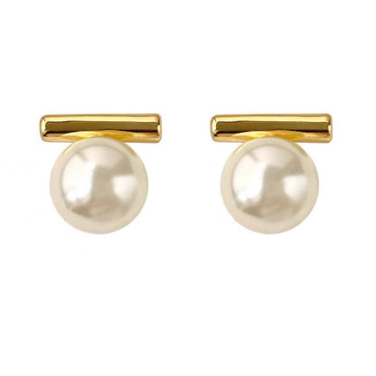 Women's Metal Pearl Stud Earrings