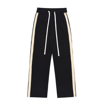 Striped Straight Color Matching Side Drawstring Loose Wide-leg Pants