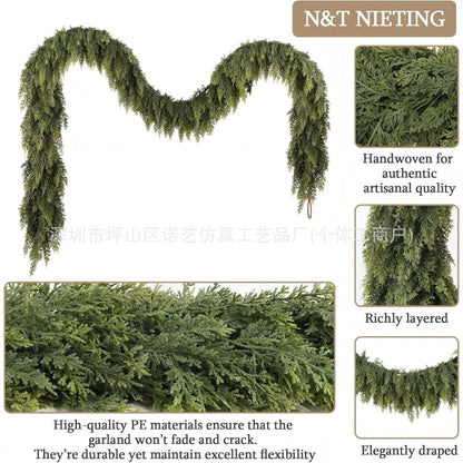 Christmas Pine Needle Garland Soft Rubber Feel Norfolk Pine Cypress Rattan - Ocean Vault