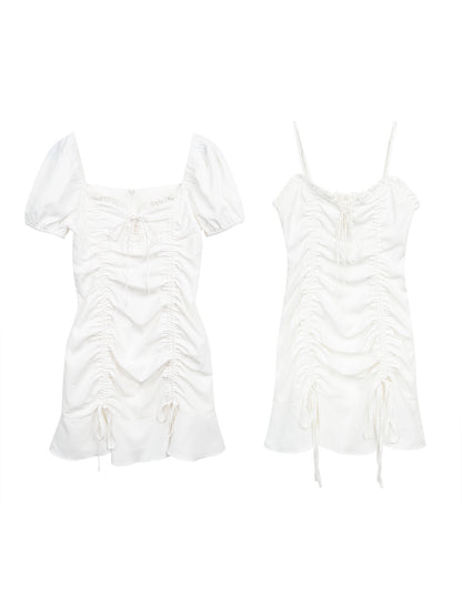 Drawstring Hot Girl Chiffon Dress Female Niche Fishtail Suspender Skirt