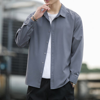 Men's Ice Silk Drape Long Sleeved Loose Casual Shirt