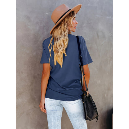 Women's Floral & Letter Print Crew Neck T-shirt, Casual Short Sleeve Top For Summer