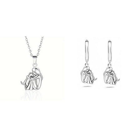 Fashion Little Girl And Dog Hug Necklace