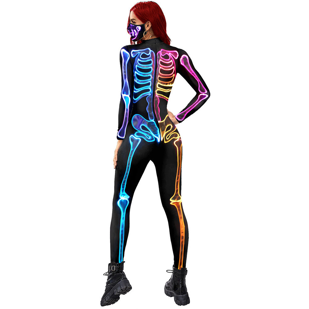 Fluorescent Skeleton Print Ladies Coveralls