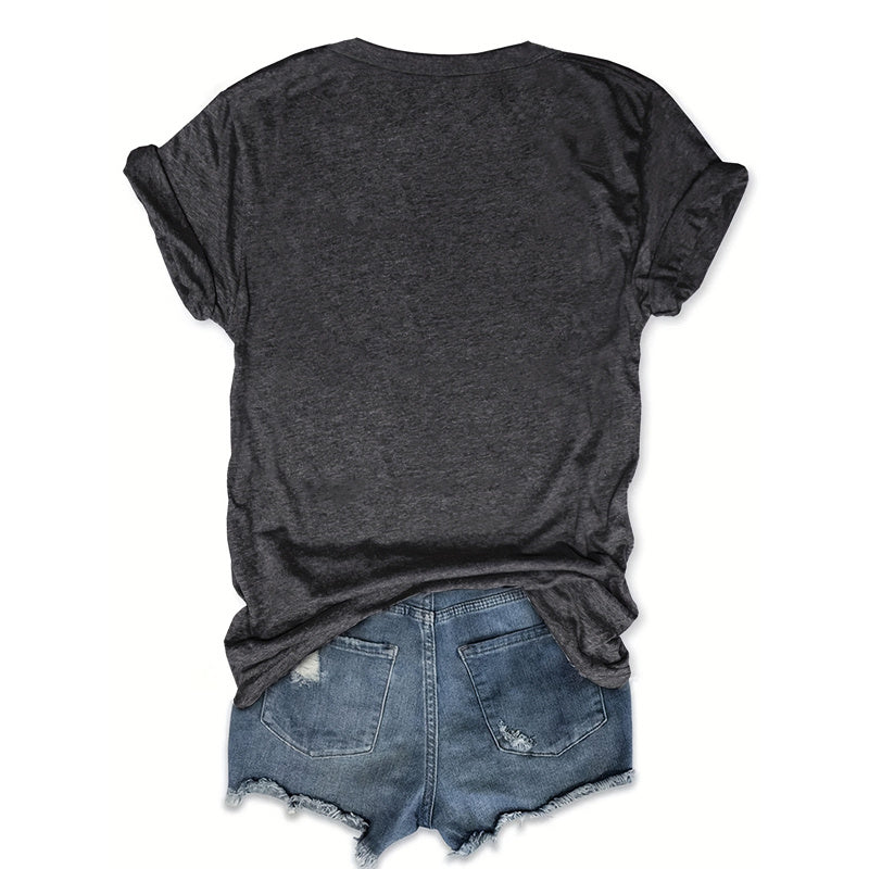 Women's Sunflower Print T Shirt Crew Neck Casual Short Sleeve Top Summer Fashion