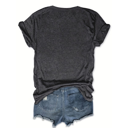 Women's Sunflower Print T Shirt Crew Neck Casual Short Sleeve Top Summer Fashion