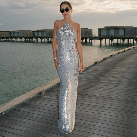 European And American Silver Paillette Dress High-grade Light Luxury - Ocean Vault
