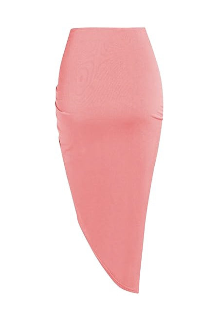 Women's Sexy Ruched Midi Skirts, Bodycon Elasticity Tight Casual Club Asymmetrical Skirt