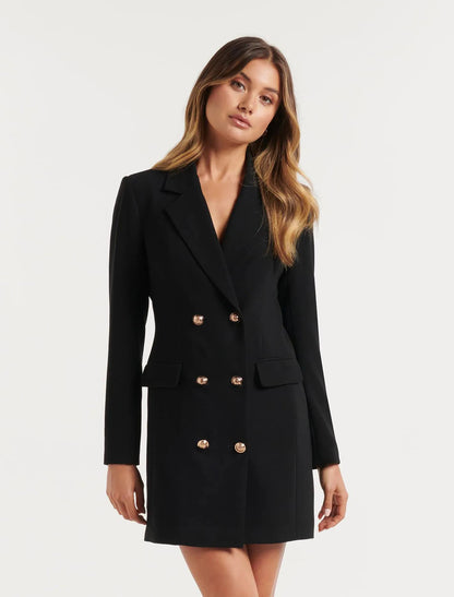 Solid Color Casual Double Breasted Mid-length Suit