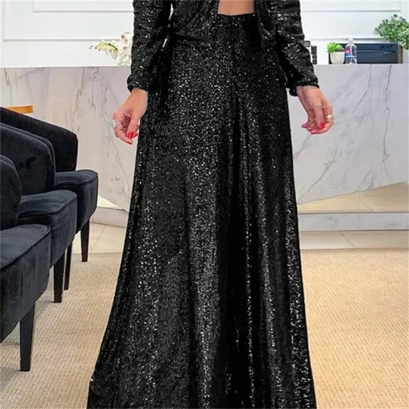 Women's Fashion Solid Color High Waist Straight Wide Leg Pants - Ocean Vault