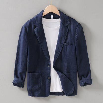 Retro Easy Matching Flat Collar Linen Suit