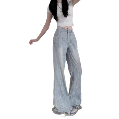 New Loose Slimming Light-colored High Waist Bootcut Jeans For Women