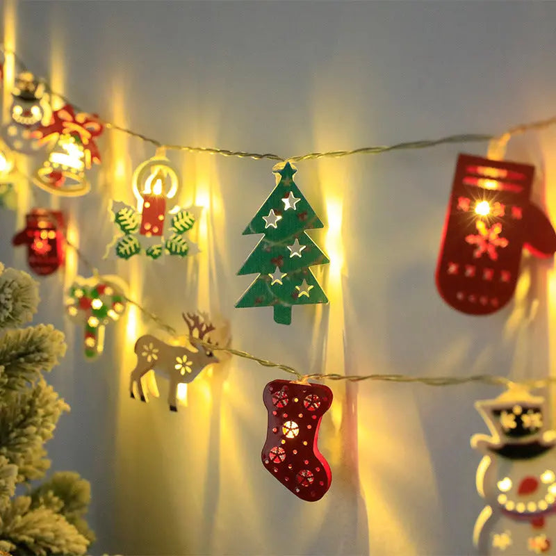 Christmas LED Light String Santa Claus Elk Snowman Xmas Ornament String Light Christmas Decorations New Year Navidad Gift - Ocean Vault