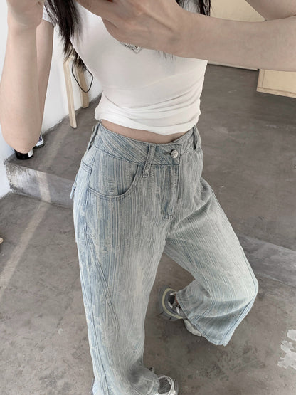 New Loose Slimming Light-colored High Waist Bootcut Jeans For Women