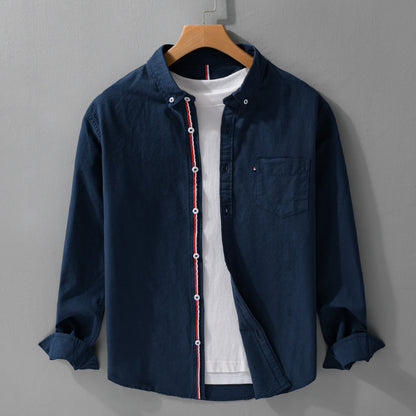 Men's British-style Oxford Long-sleeved Shirt