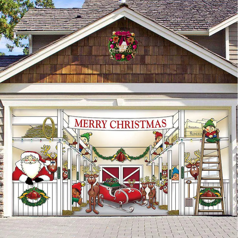 Christmas Background Hanging Cloth Garage Door Patch Holiday Party - Ocean Vault